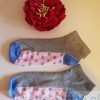 Sokjes met grijs blauw en roze