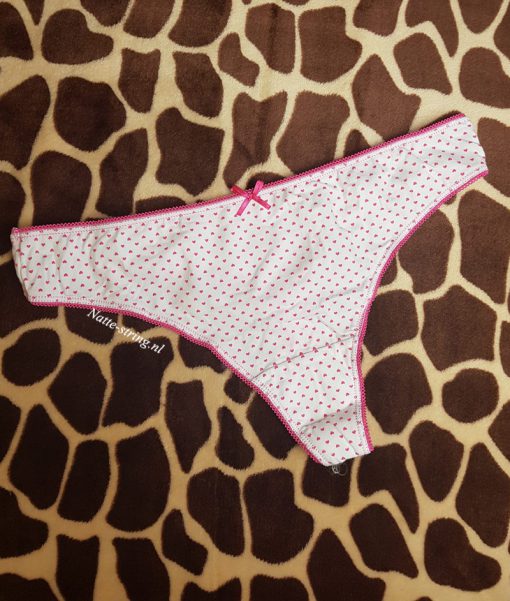Schattige gedragen wit roze hartjes string