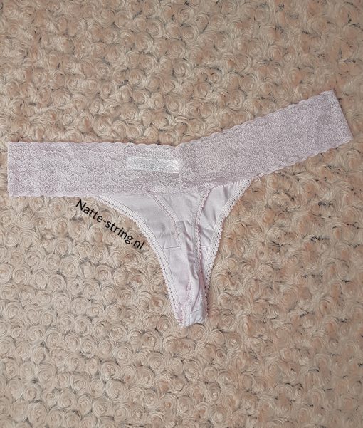 Lilakleur gedragen katoenen string met kanten bovenkant - Afbeelding 2
