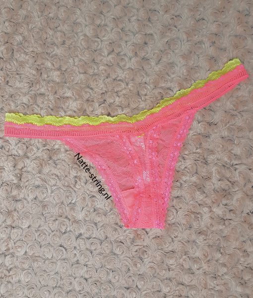 Roze met geel kanten gedragen string - Afbeelding 2
