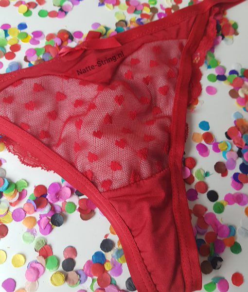 Lekkere geile gedragen string rood met hartjes - Afbeelding 2