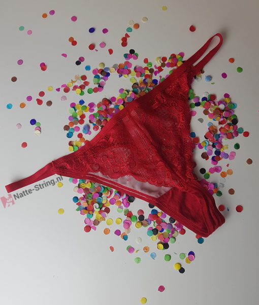 Lekkere geile gedragen string rood met hartjes - Afbeelding 3