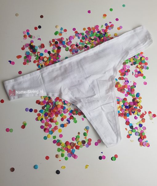 Geile witte gedragen string