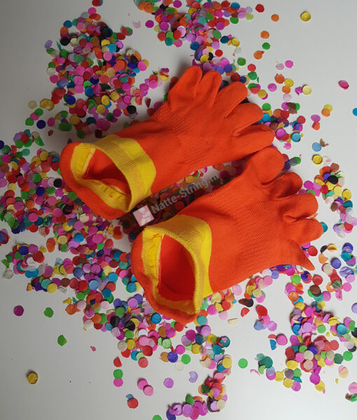 Gedragen teensokken oranje