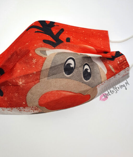 Kerst Mondkapje - Rendier Rood - Afbeelding 2